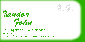 nandor fohn business card